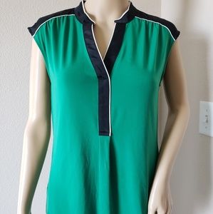 Green silky top